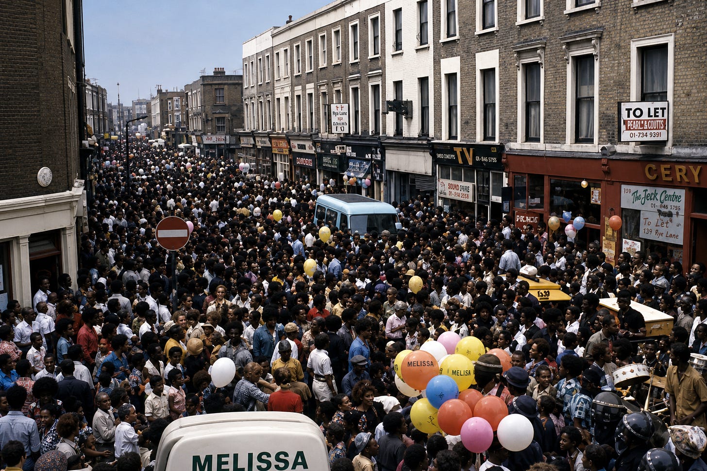 Thousands fill a South London high street during a community celebration, a powerful display of presence, identity, and belonging within Britain’s growing Caribbean diaspora.