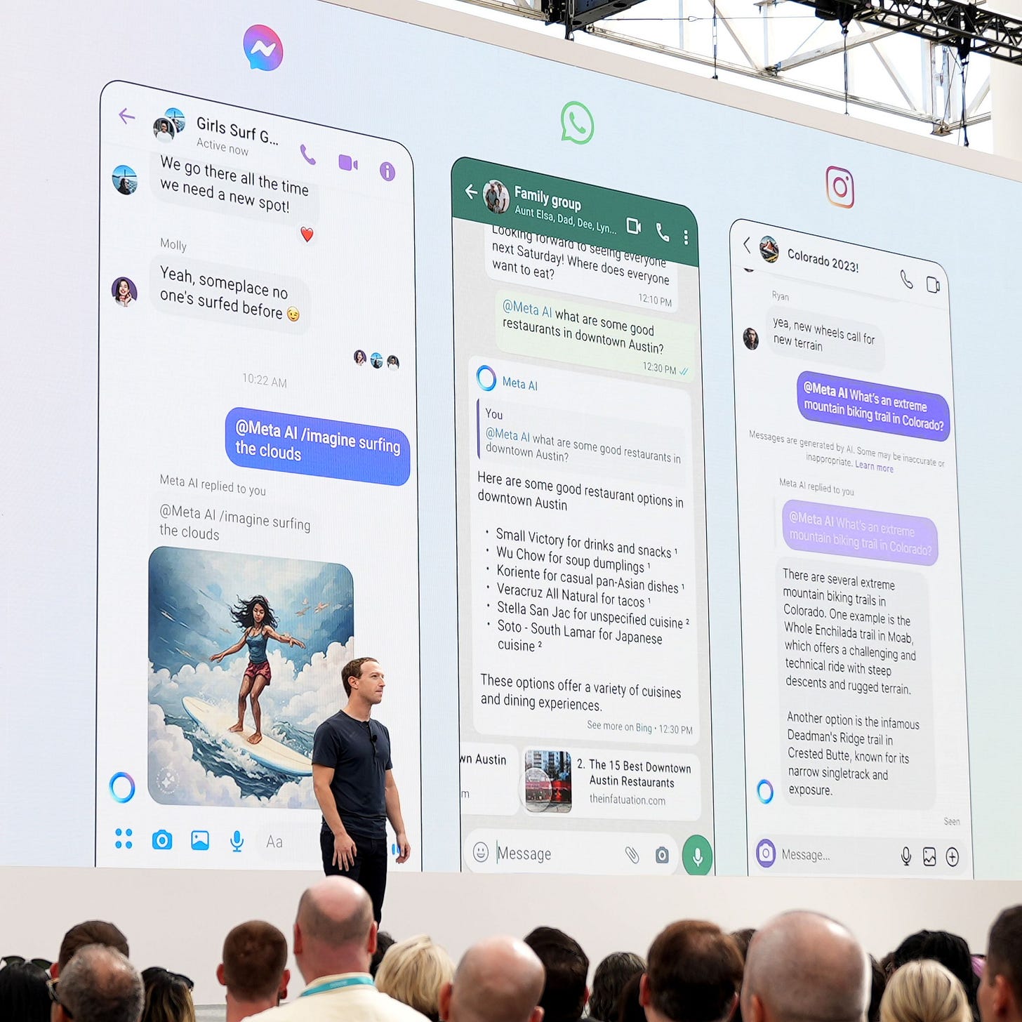Mark Zuckerberg onstage at Meta Connect 2023.