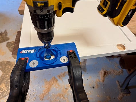 Montage of images showing custom cabinetry being built.