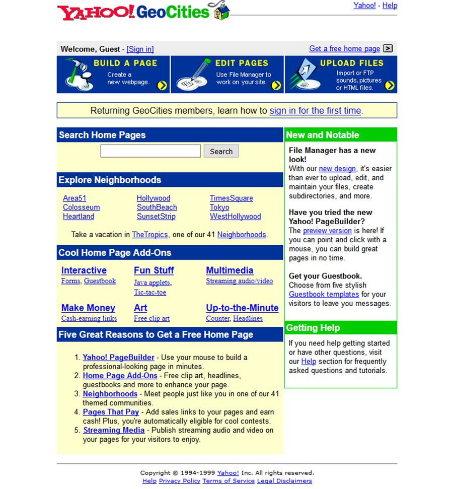 Yahoo! GeoCities (1999) : r/nostalgia