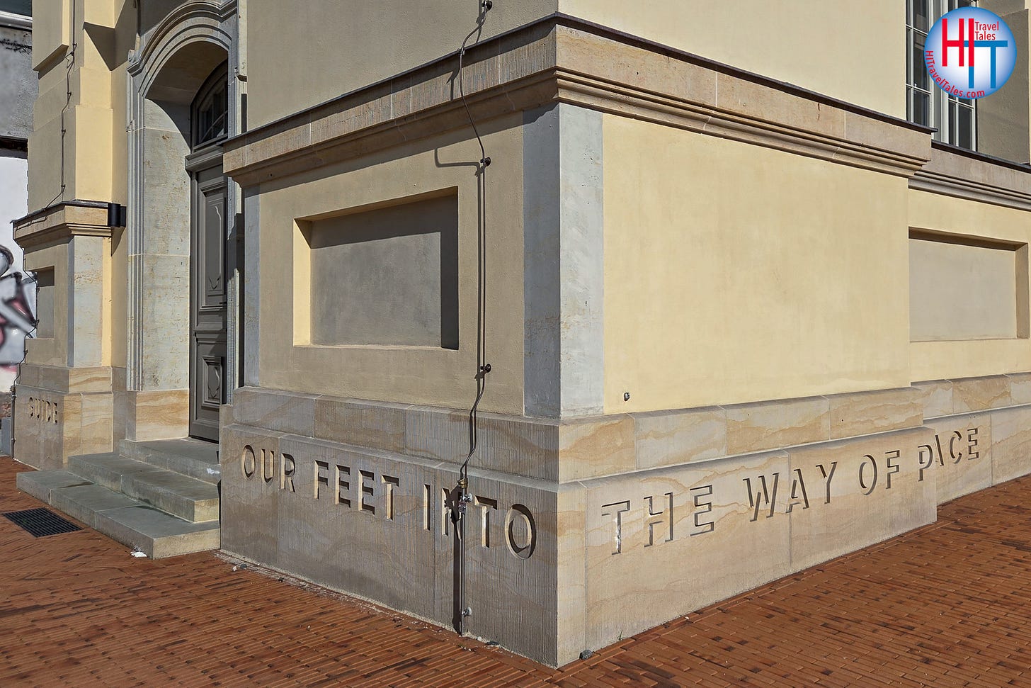 Inscription "Guide our feet into the way of peace" on the foundation stones of the Garrison Church.