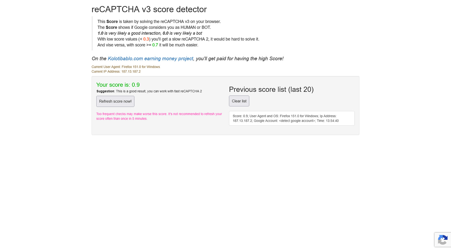 invisible_playwright vs AntCpt.com's reCAPTCHA v3 score detector invisible_playwright vs AntCpt.com's reCAPTCHA v3 score detector