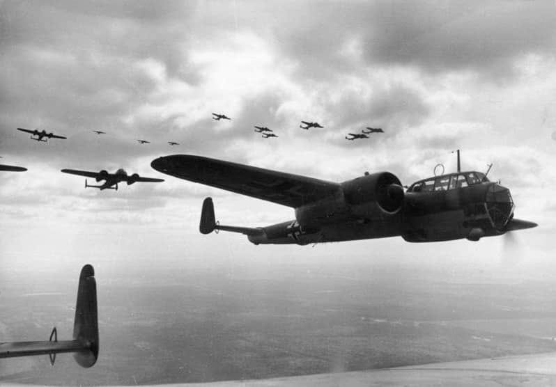 Dornier D17 bomber raid, 1940. Dornier D17 bomber raid, 1940.