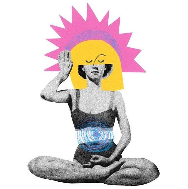 This may contain: a woman sitting on the ground with her eyes closed and hands up in front of her head This may contain: a woman sitting on the ground with her eyes closed and hands up in front of her head