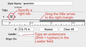 underscores as a tab leader