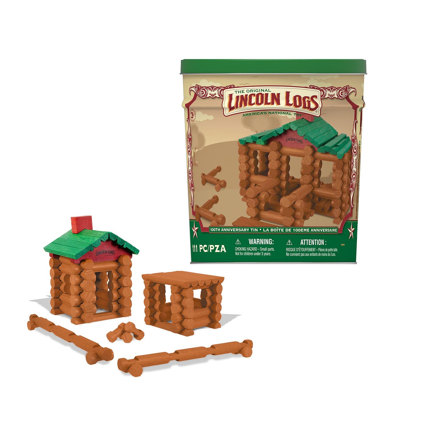 Amazon.com: Lincoln Logs – 100th Anniversary Tin, 111 Pieces, Real Wood Logs  - Ages 3+ - Best Retro Building Gift Set For Boys/Girls - Creative  Construction Engineering - Preschool Education Toy : Toys & Games