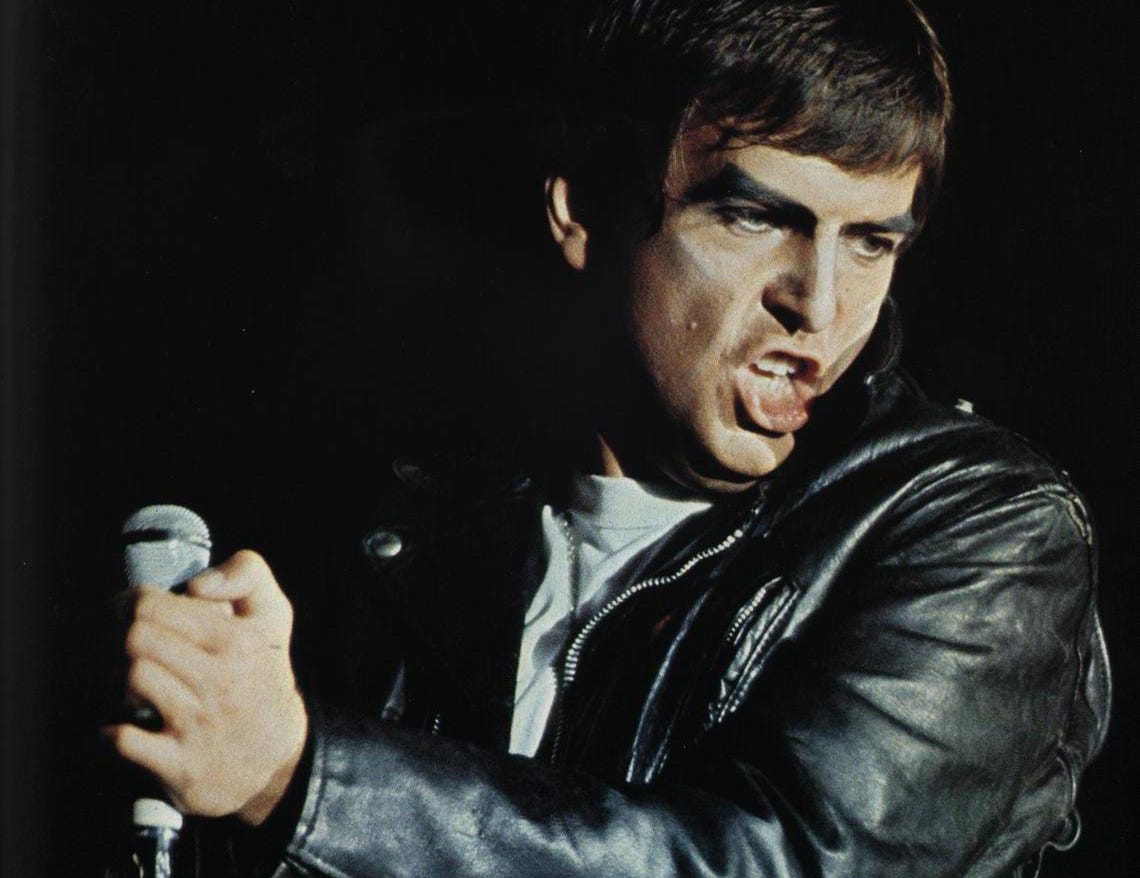 Peter Gabriel on stage as the character Rael in 'The Lamb Lies Down on Broadway'