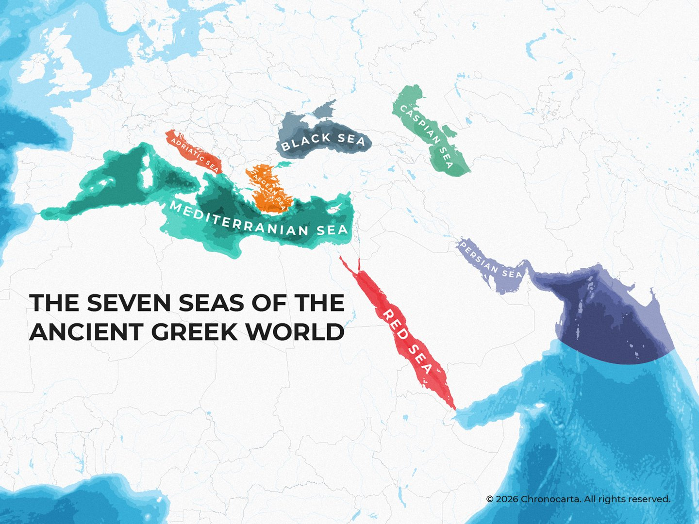 Map of the Seven Seas in Greek sources.