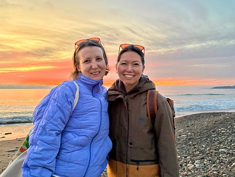 Vicky with Christine and other kidlit writers on the coast