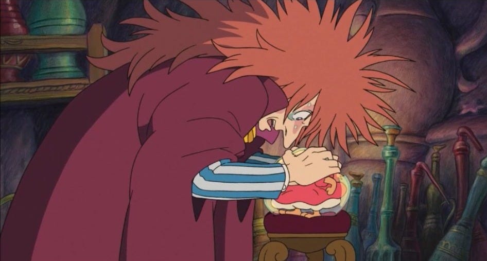 Fujimoto reverts her back to her fish form but her little sisters help her  burst out of her bubble.