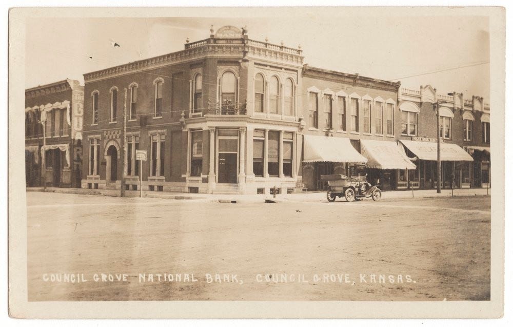 1913 Image of the Council Grove National Bank from the Kansas Historical Society 1913 Image of the Council Grove National Bank from the Kansas Historical Society