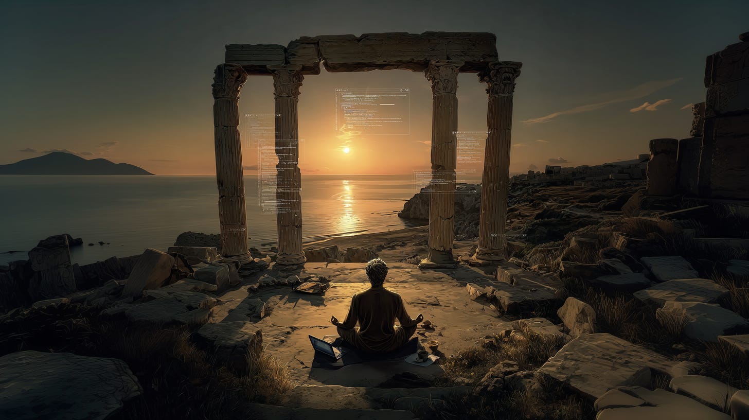 modern interpretation of ancient Greek agora as a tech workspace,