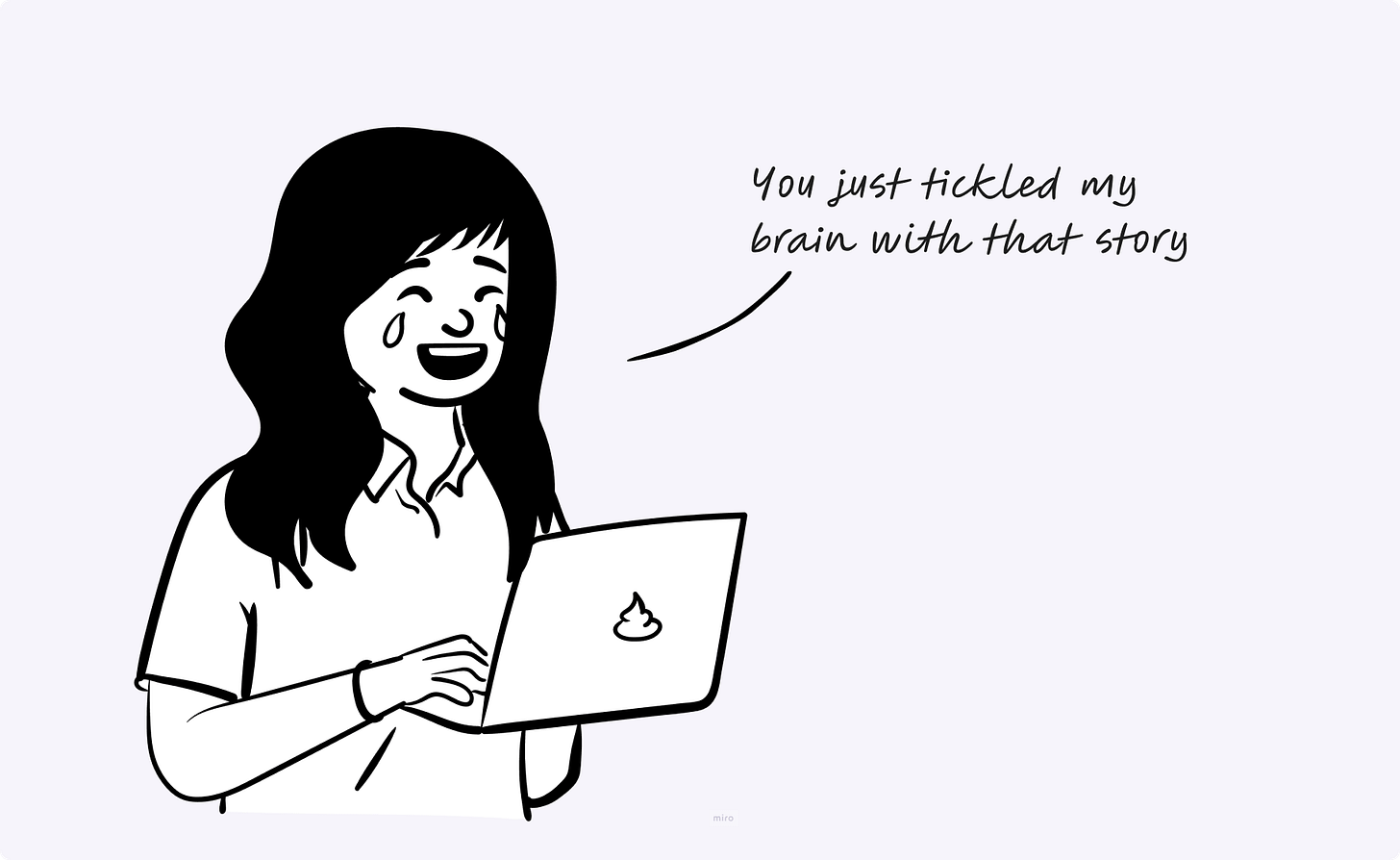 charicature laughing at a story she read online