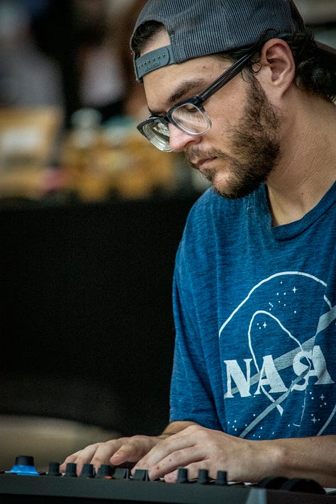 Images of Ian Clark playing heartfelt music with emotion