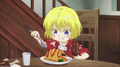 29-sai Dokushin Chuuken Boukensha no Nichijou &mdash; Episode 2 &mdash; Rirui Eats Rice Omelet