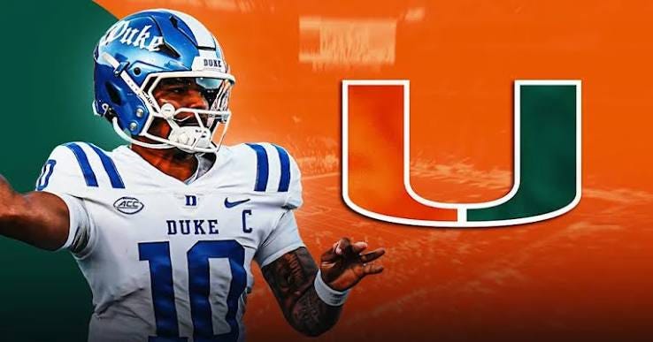 Duke transfer QB Darian Mensah commits to Miami - Yahoo Sports