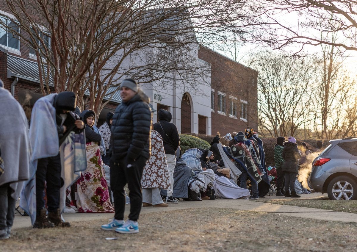 Immigrants wait in the cold for days at the Charlotte ICE office Immigrants wait in the cold for days at the Charlotte ICE office