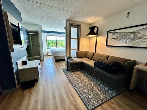 hotel, room, floor, walls, decor, bed