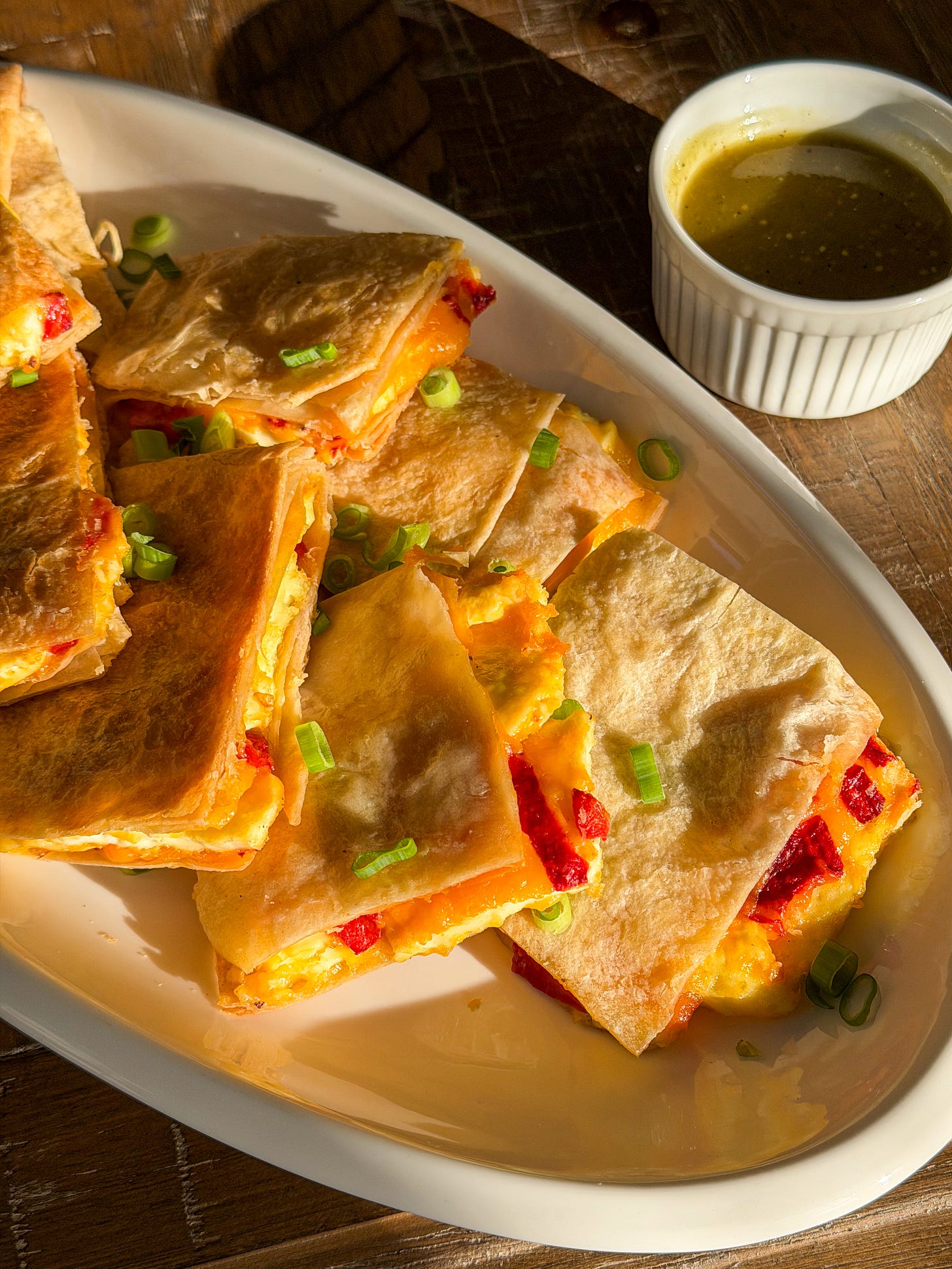 egg white quesadillas crisp on the outside, while tender, melty in the middle