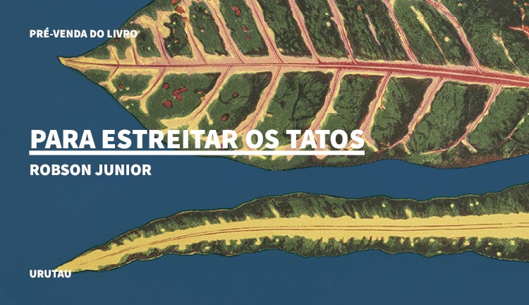 Banner de divulgação do livro "Para estreitar os tatos", de autoria de Robson Junior, publicado pela Editora Urutau.
