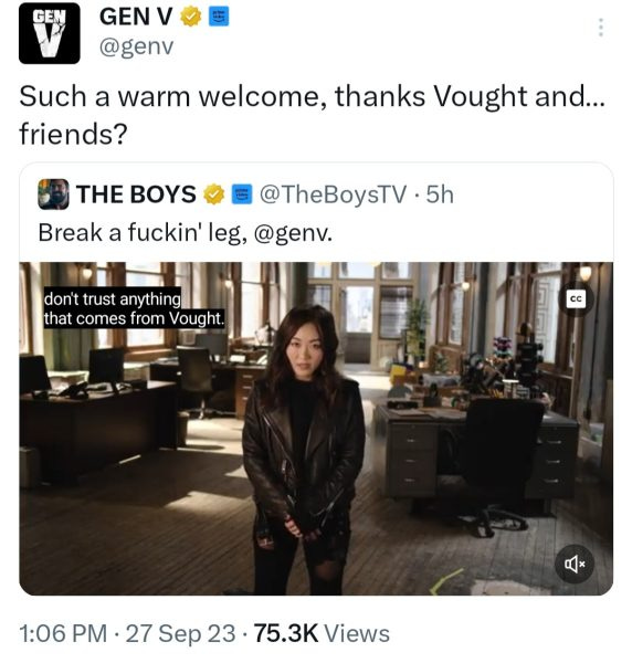 Gen V Don't trust Voight funny social media post Gen V Don't trust Voight funny social media post