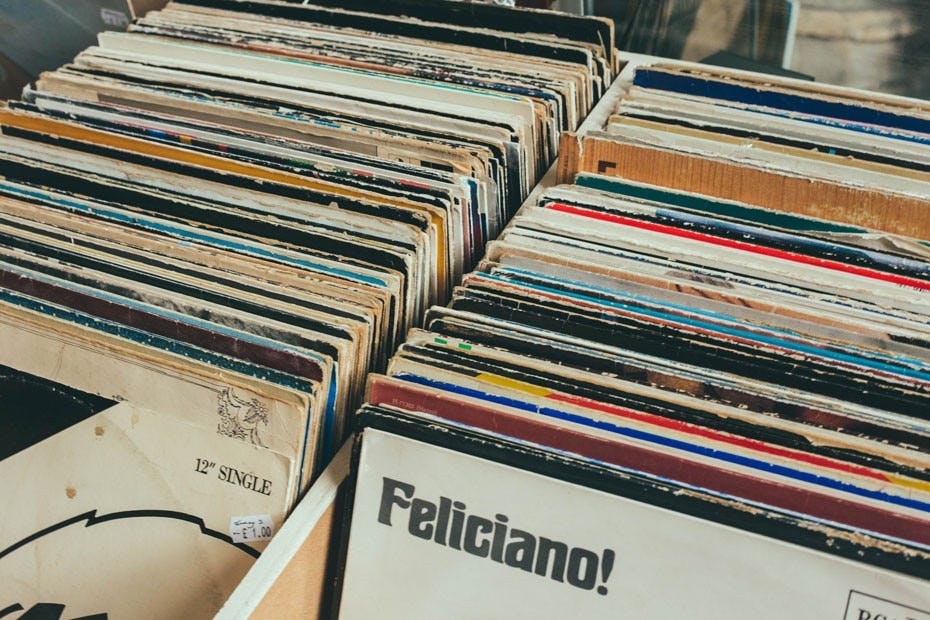 a box full of records