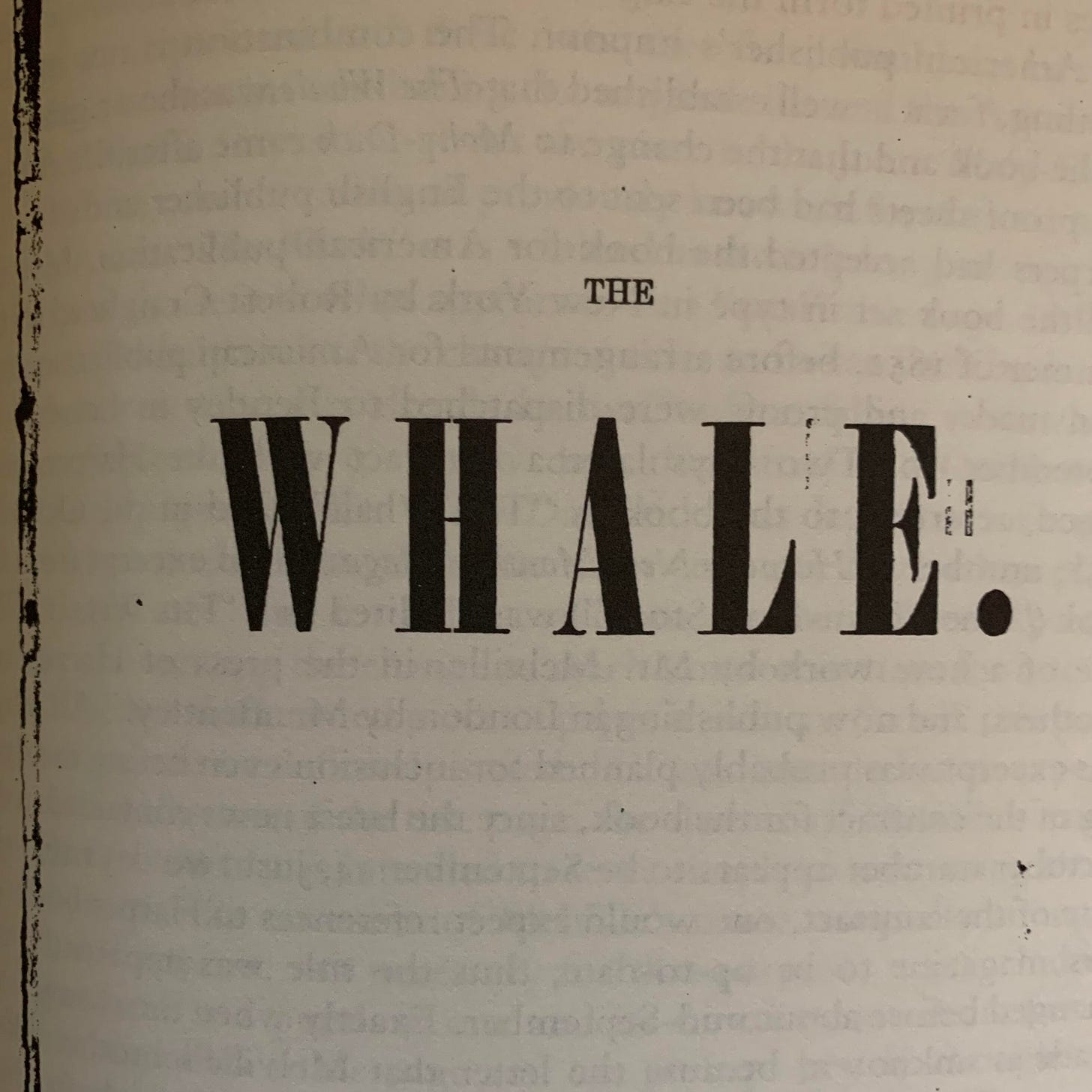 A photo of the title page of an old edition of Moby Dick.