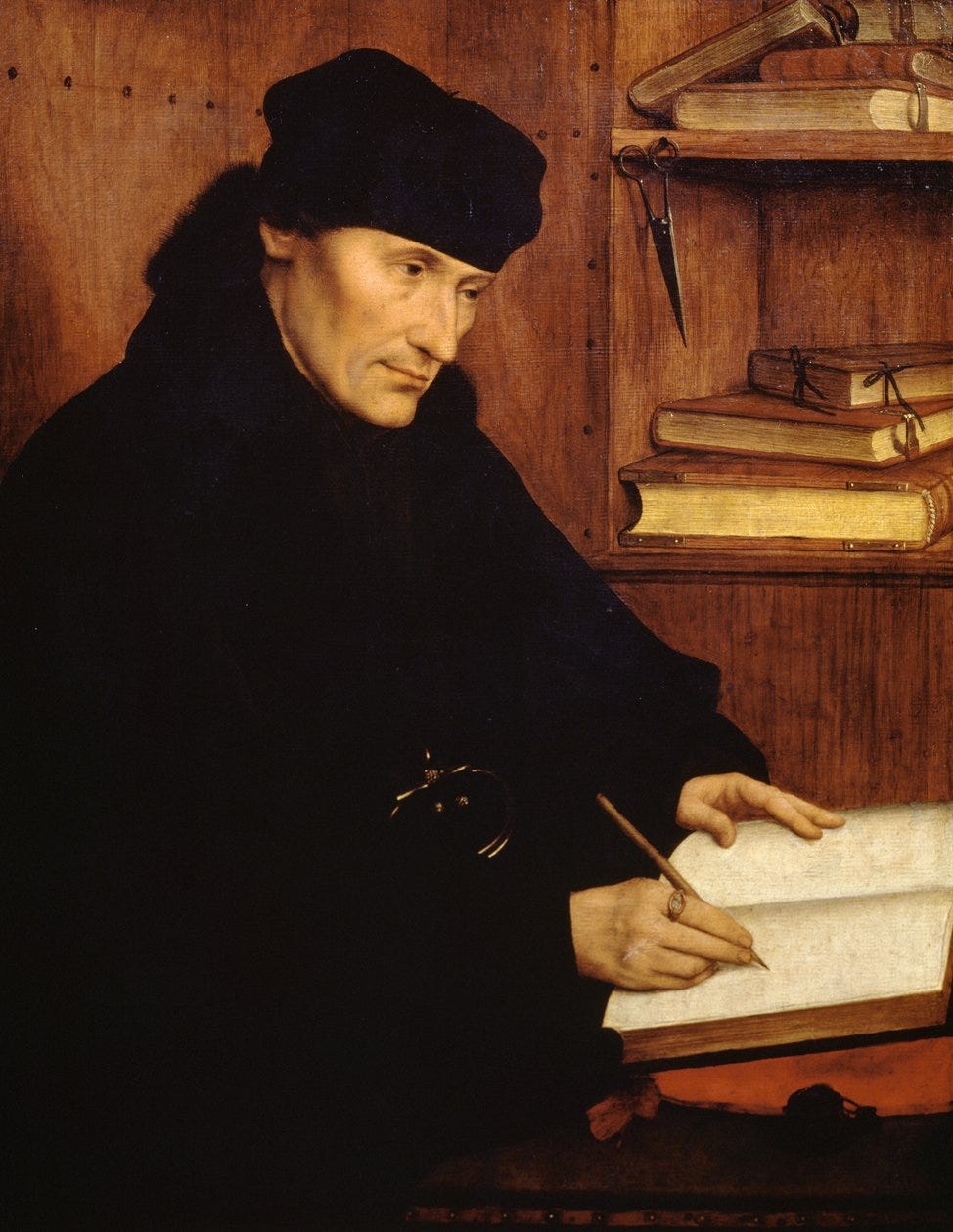 Portrait of Erasmus of Rotterdam, Dutch theologian and humanist by Quentin Metsys