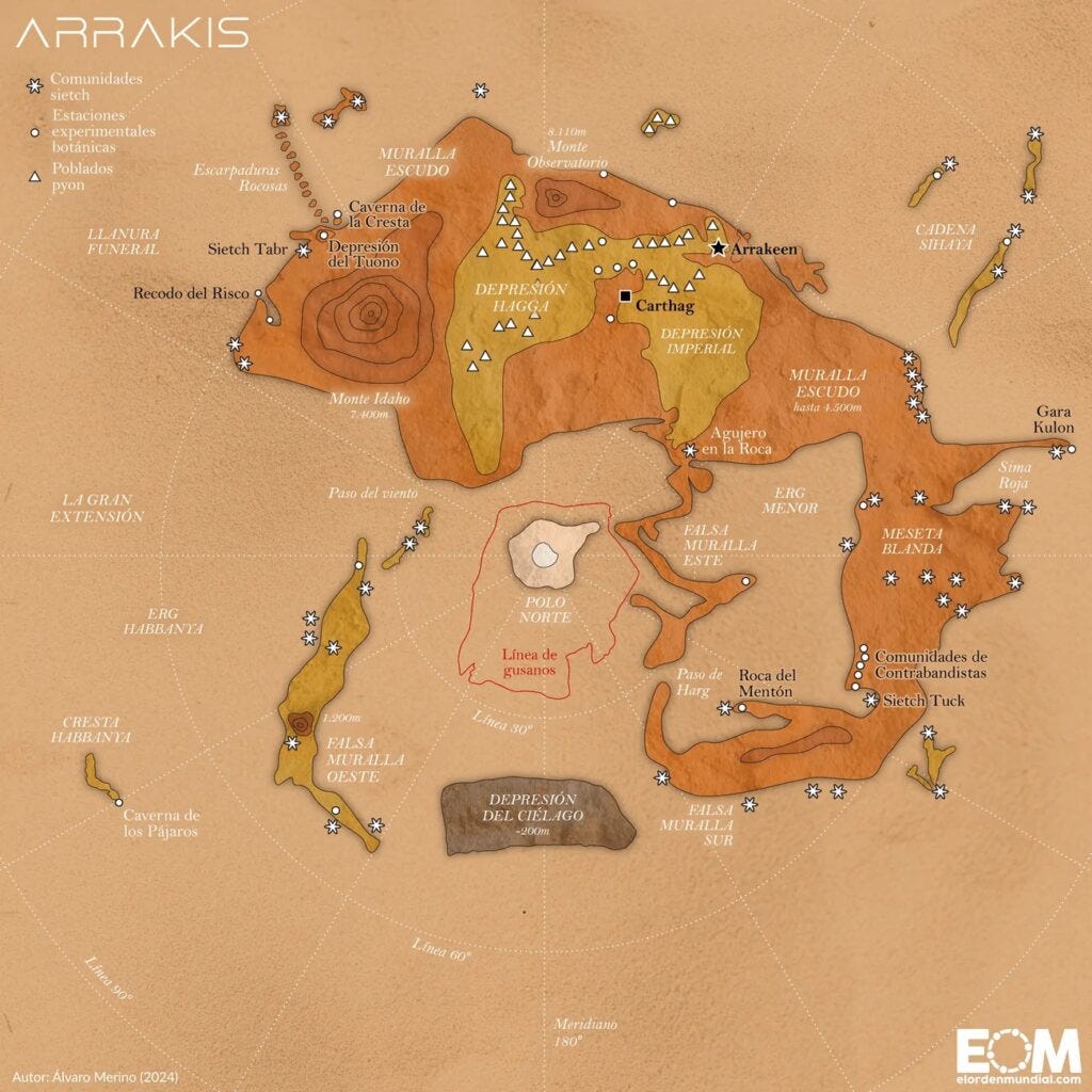 Mapa de Arrakis, Dune (2024) Mapa de Arrakis, Dune (2024)