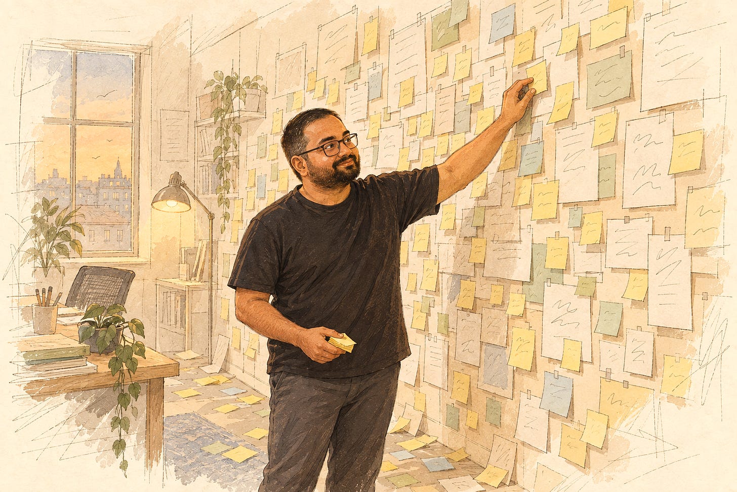 A wall crowded with feature ideas. A wall crowded with feature ideas.