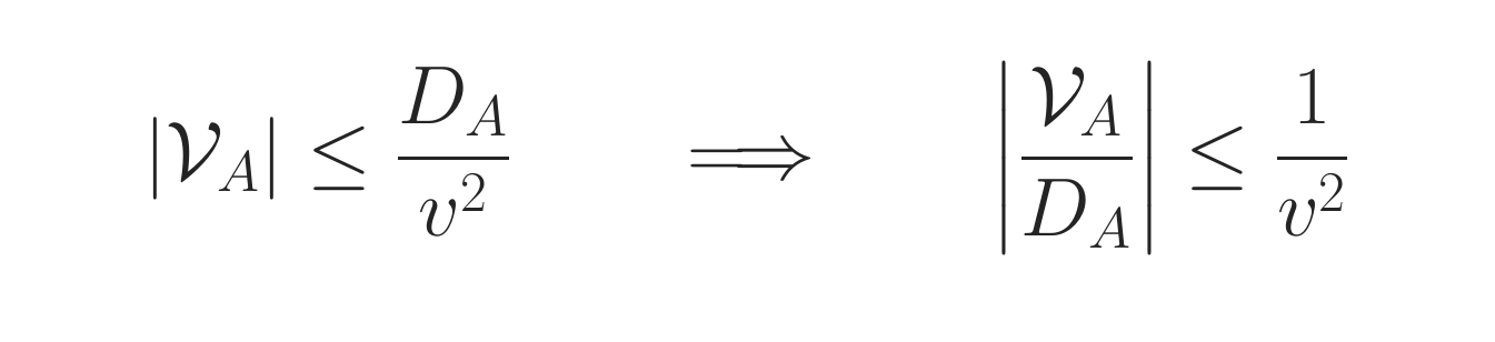 The magnitude of vertex V sub A is bounded by D sub A divided by v squared, so the magnitude of their ratio is bounded by one over v squared. The magnitude of vertex V sub A is bounded by D sub A divided by v squared, so the magnitude of their ratio is bounded by one over v squared.