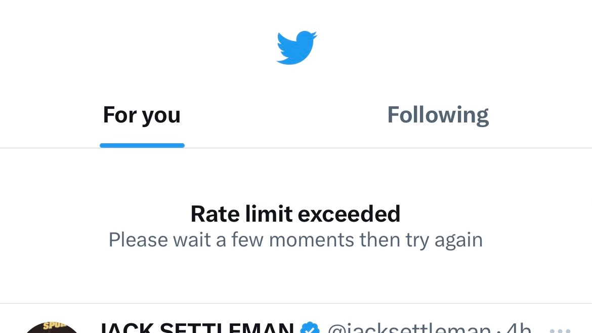 Twitter rate limit exceeded error message