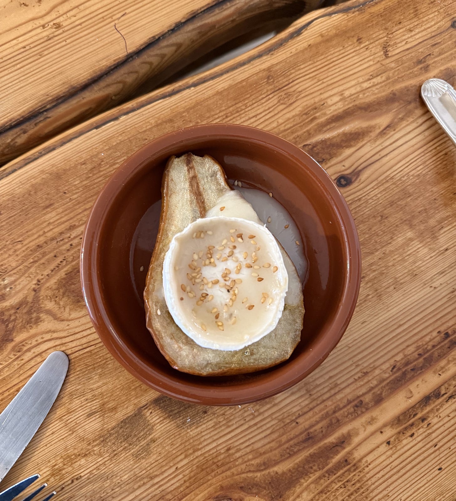 Roasted pear with goat cheese, Café Timothé, St. Paul de Vence