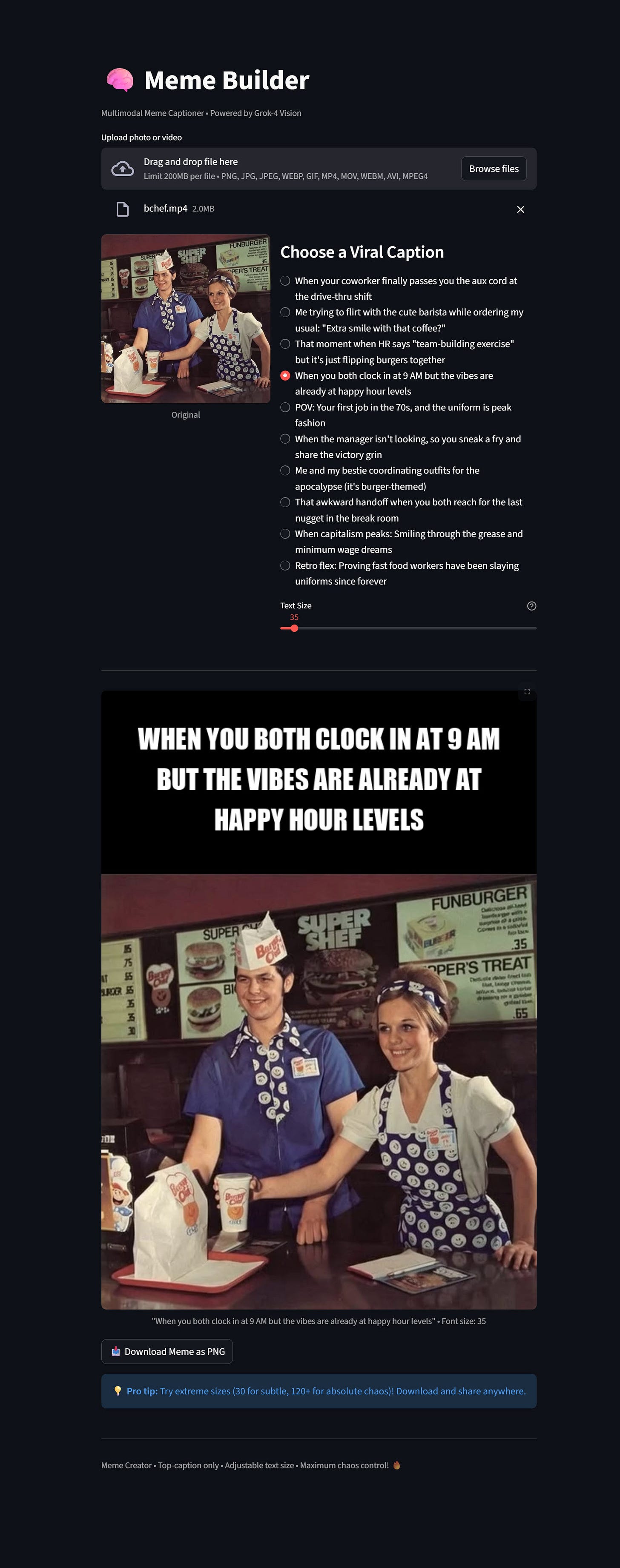 Build Instant Viral Memes with Grok-4 Vision – Introducing Meme Builder