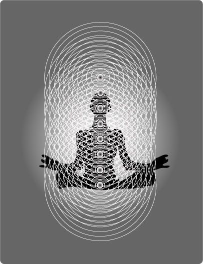 The transformed octave-based human bioenergy blueprint five months after Potentiation. According to this model, at this stage a ninth out-of-place vortex above the eight vortex/chakra above the head has descended and "sealed" and energy drain in the second centre referred to esoterically as the "fragmentary body". The result is a balanced octave of eight vortices/chakras. (Image credit: Sol Luckman, [url=http://www.phoenixregenetics.org/books/conscious-healing]CONSCIOUS HEALING[/url].)