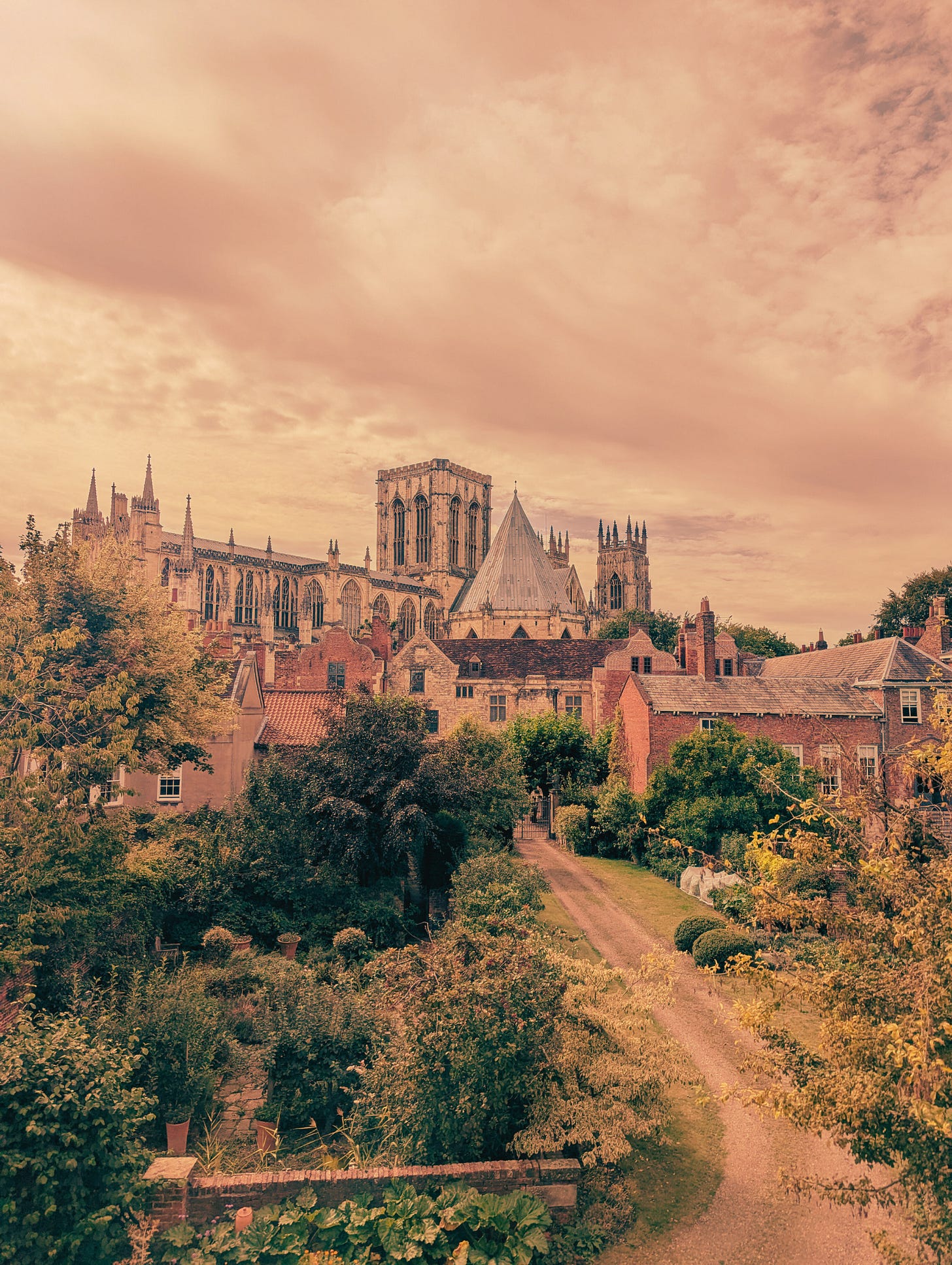 York Minster as seen from the ancient city walls in York, UK  Never Lost Letters by Stuart Found