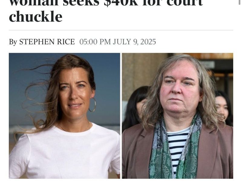 Trans identified woman born man seeks 40k for a laugh at his or her caricature during a court proceeding