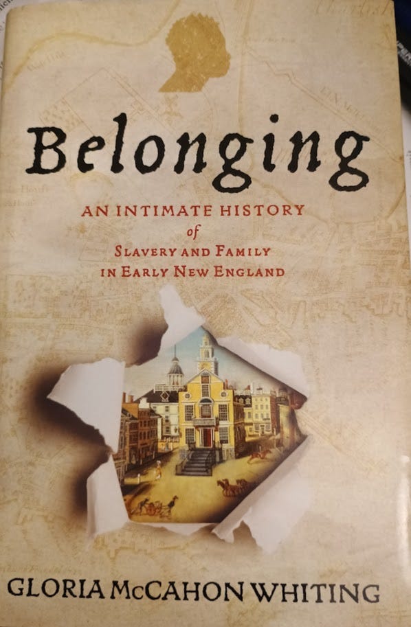 Cover of book with map, and a tear in it revealing eighteenth-century Boston