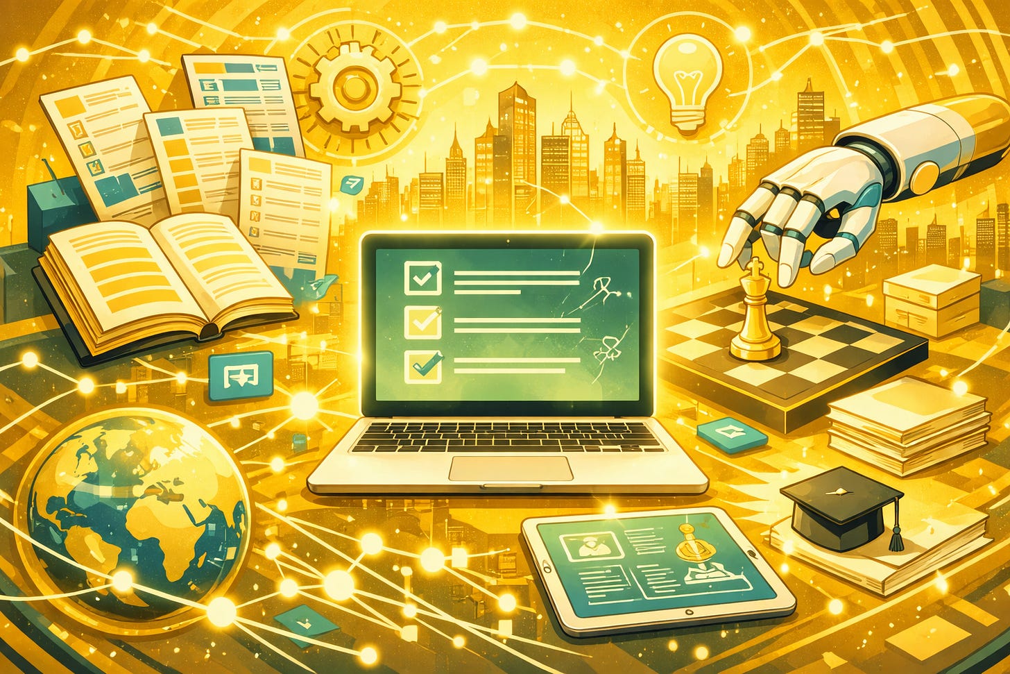 Silly visual of a computer at the centre of everything