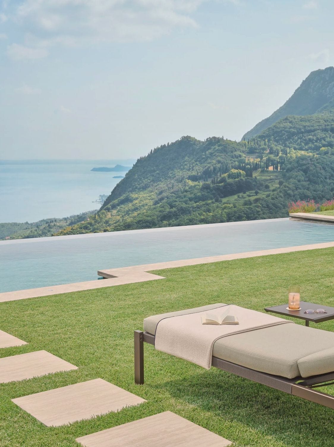 Outdoor infinity pool at Lefay Resort & SPA overlooking Lake Garda