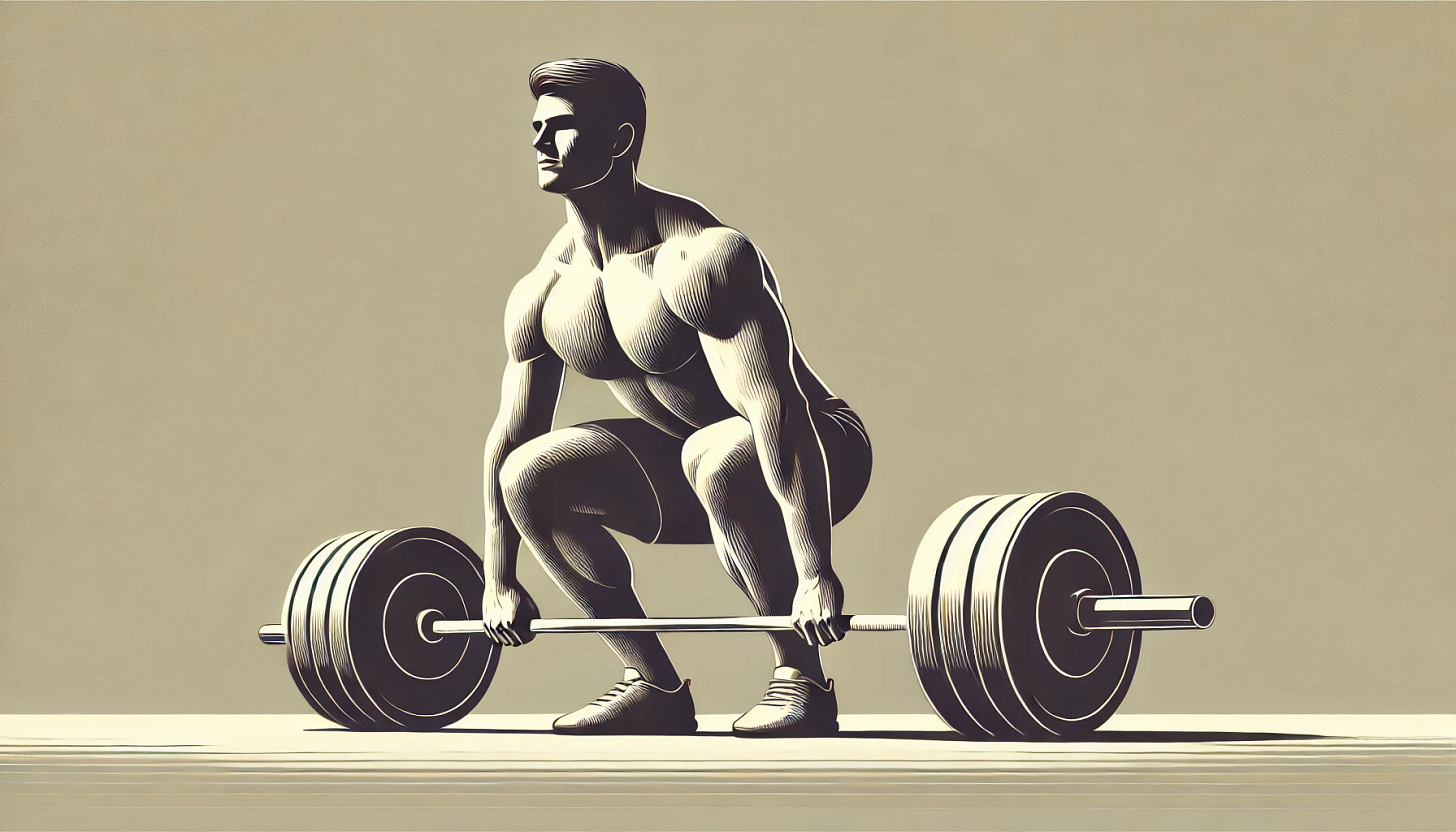 A minimalist image of a very muscular male performing high intensity deadlifting. The man should be in a clean and simple form, lifting a heavy barbell from the ground with both hands, and he should be sweating. He should be wearing simple workout clothes. The background should be neutral and uncluttered, using neutral tones to highlight the intensity and form. Avoid any additional elements, labels, text, pastel, and neon colors. A minimalist image of a very muscular male performing high intensity deadlifting. The man should be in a clean and simple form, lifting a heavy barbell from the ground with both hands, and he should be sweating. He should be wearing simple workout clothes. The background should be neutral and uncluttered, using neutral tones to highlight the intensity and form. Avoid any additional elements, labels, text, pastel, and neon colors.