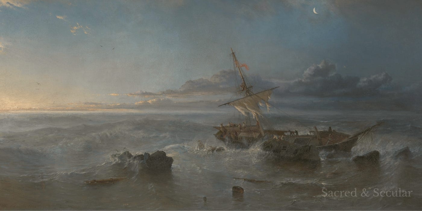 A small sailing ship struggles through rough waves beneath a dark, cloudy sky. The vessel appears vulnerable against the vast sea, conveying the danger and uncertainty of a storm at sea. A small sailing ship struggles through rough waves beneath a dark, cloudy sky. The vessel appears vulnerable against the vast sea, conveying the danger and uncertainty of a storm at sea.