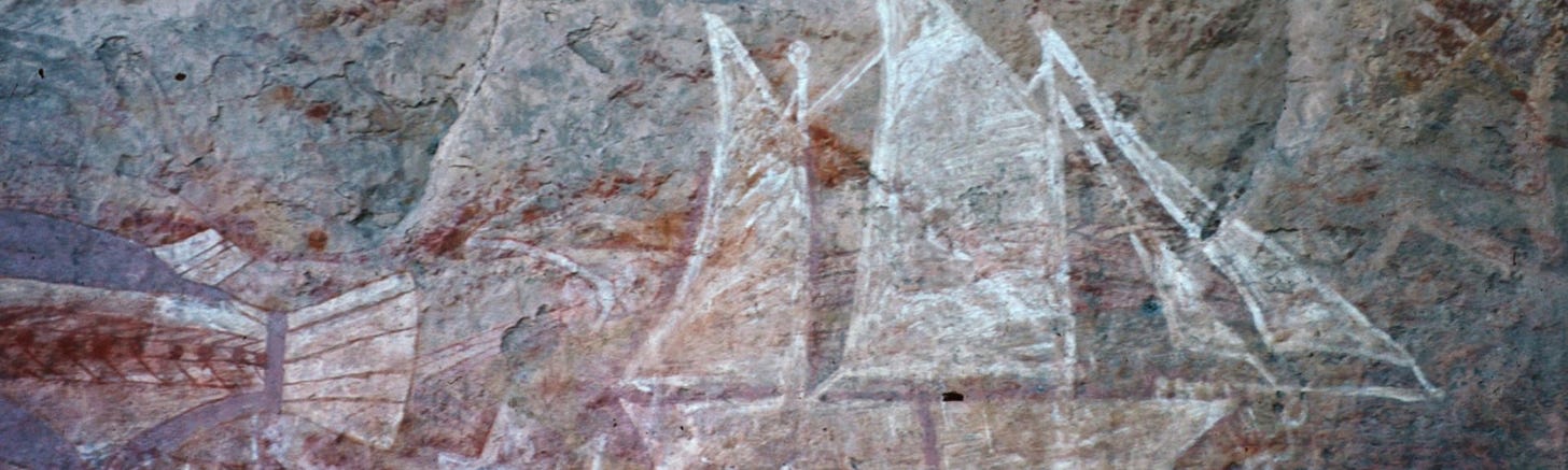 First contact rock art, Nanguluwurr, Burrungkuy (Nourlangie). Photo: Parks Australia. First contact rock art, Nanguluwurr, Burrungkuy (Nourlangie). Photo: Parks Australia.