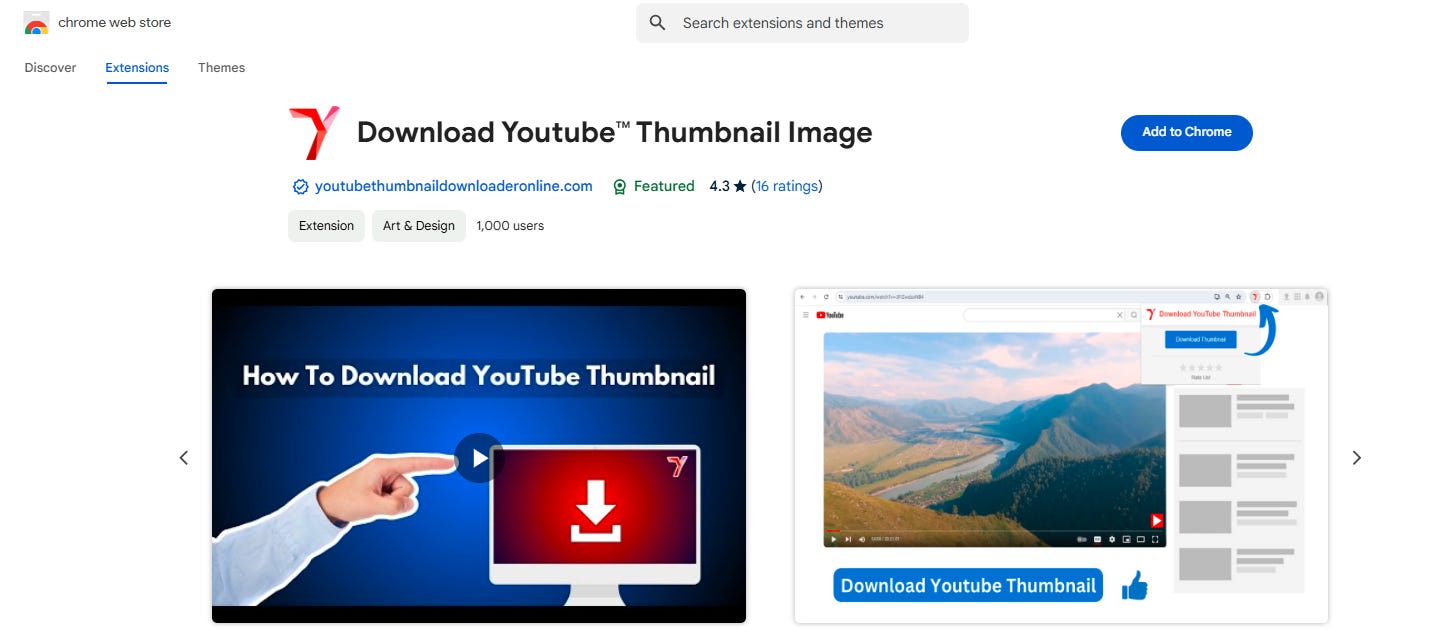 youtube thumbnail download chrome extension