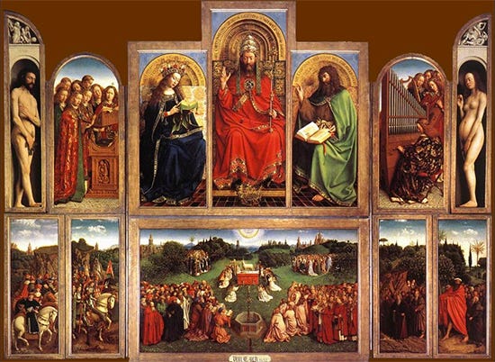 The Adoration of the Mystic Lamb or Ghent Altarpiece by Jan and Hubert van Eyck The Ghent Altarpiece
