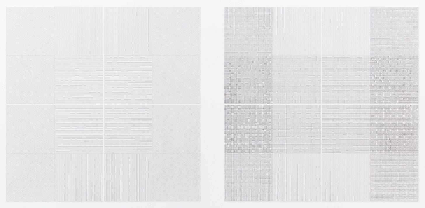 Sol LeWitt, Wall Drawing 1: Drawing Series II 18 (A & B ...