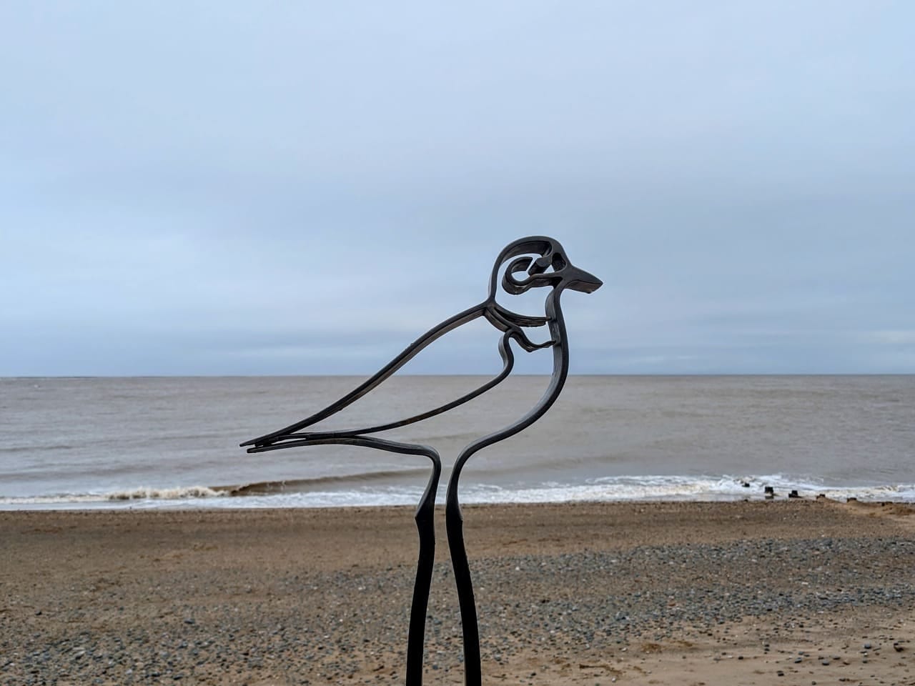 Metal sculpture of a sea bird Metal sculpture of a sea bird