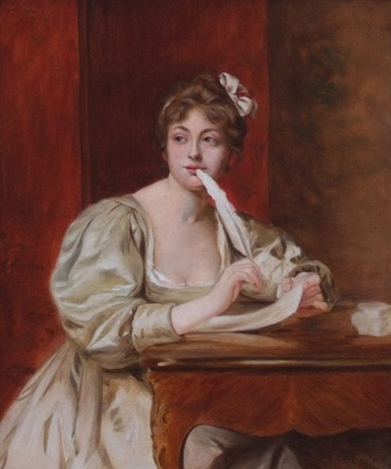 Young Woman Writing | Auguste de la Brely | Oil Painting