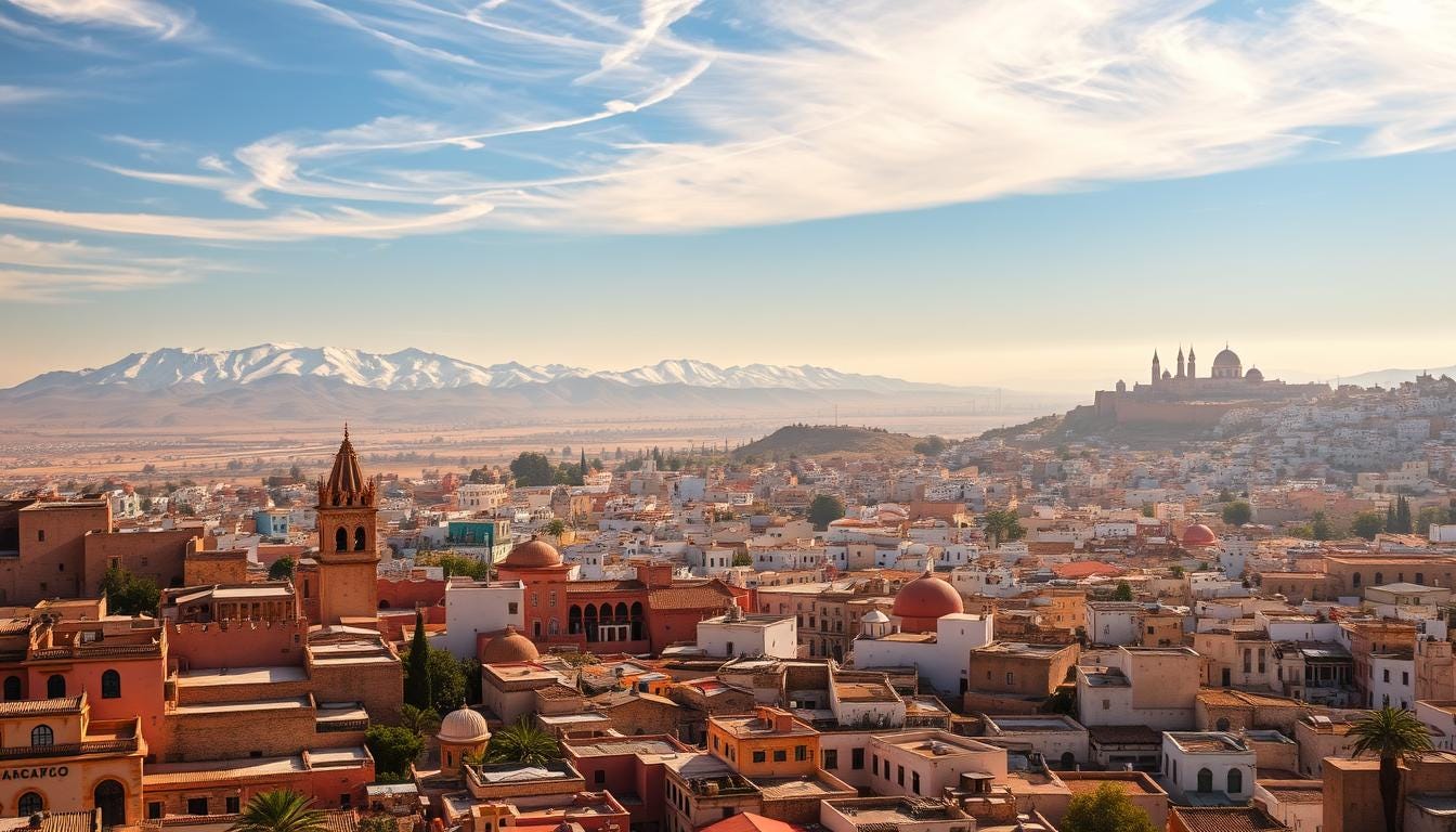 Aerial view of Marrakech, Morocco.