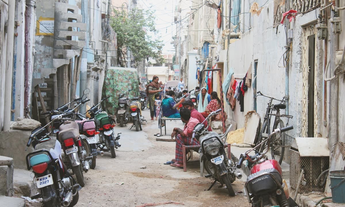 A street in Karachi’s neighbourhood of Youhanabad | Bilal Karim Mughal